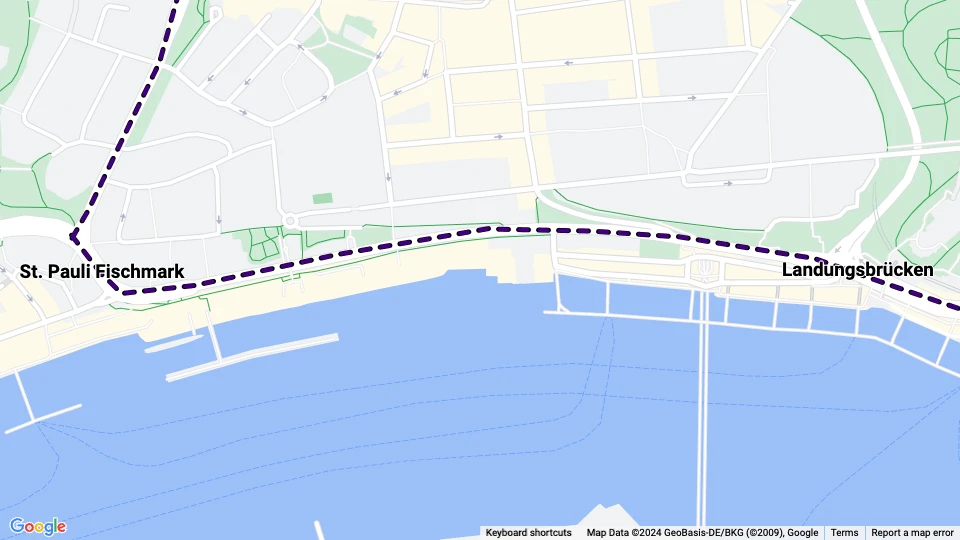 Hamborg sporvognslinje 26: Landungsbrücken - St. Pauli Fischmark linjekort
