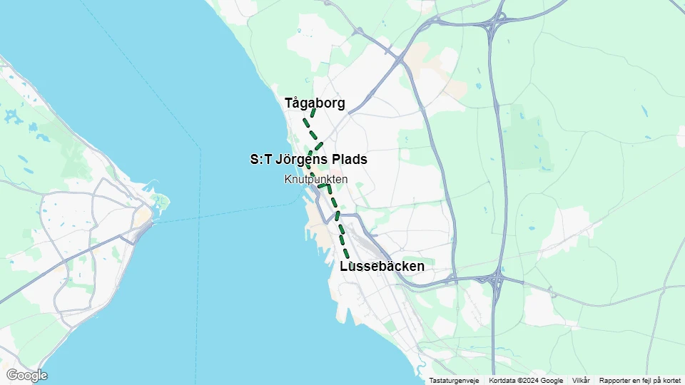 Helsingborg sporvognslinje 3: Tågaborg - Lussebäcken linjekort