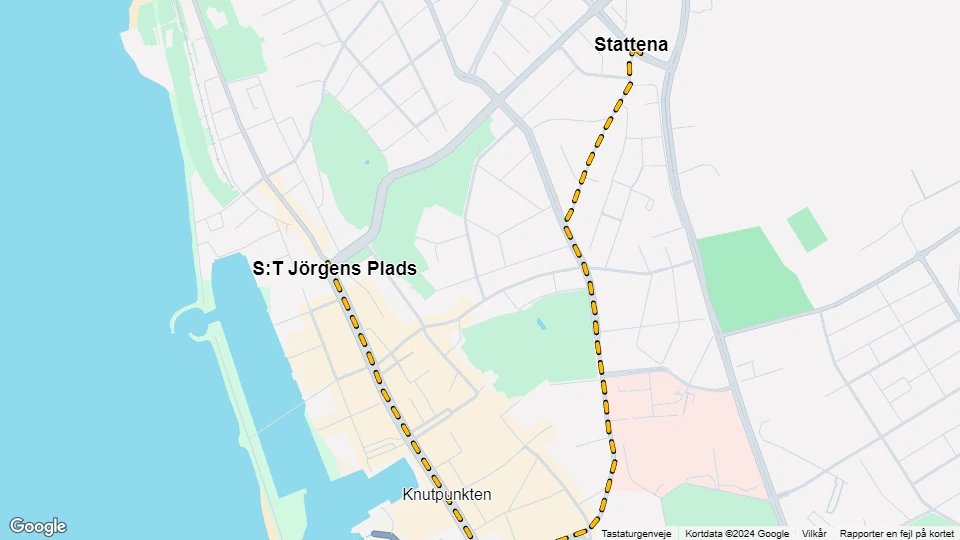 Helsingborg sporvognslinje 5: Stattena - S:T Jörgens Plads linjekort
