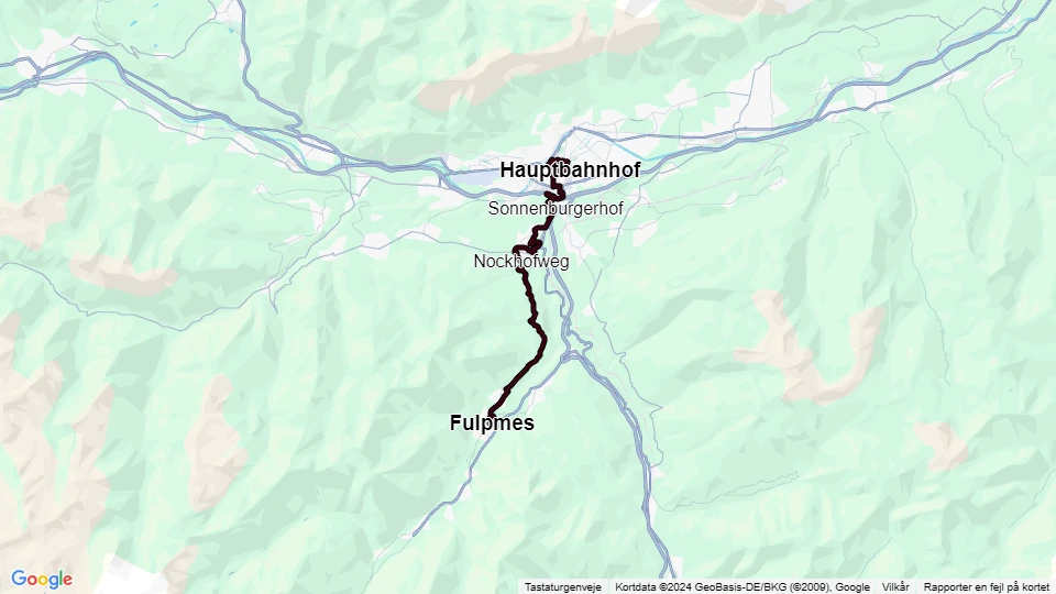 Innsbruck Stubaitalbahn (STB): Hauptbahnhof - Fulpmes linjekort