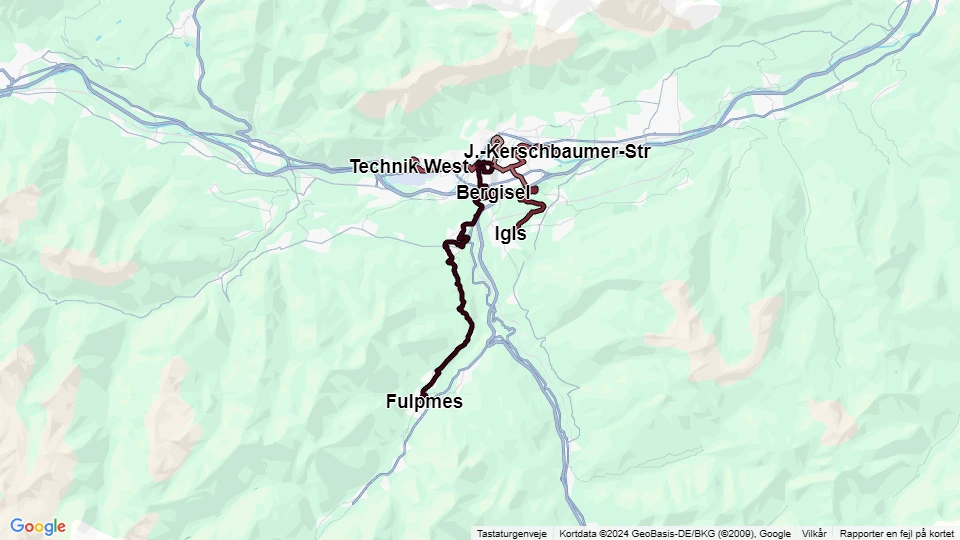 Innsbrucker Verkehrsbetriebe (IVB) linjekort