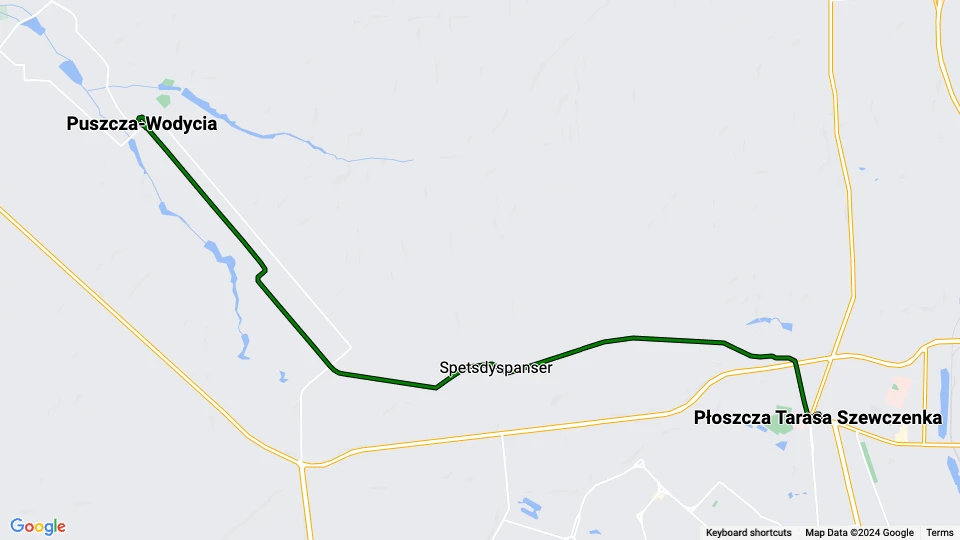 Kiev sporvognslinje 7: Płoszcza Tarasa Szewczenka - Puszcza-Wodycia linjekort