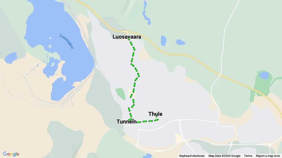 Kiruna sporvognslinje linjekort