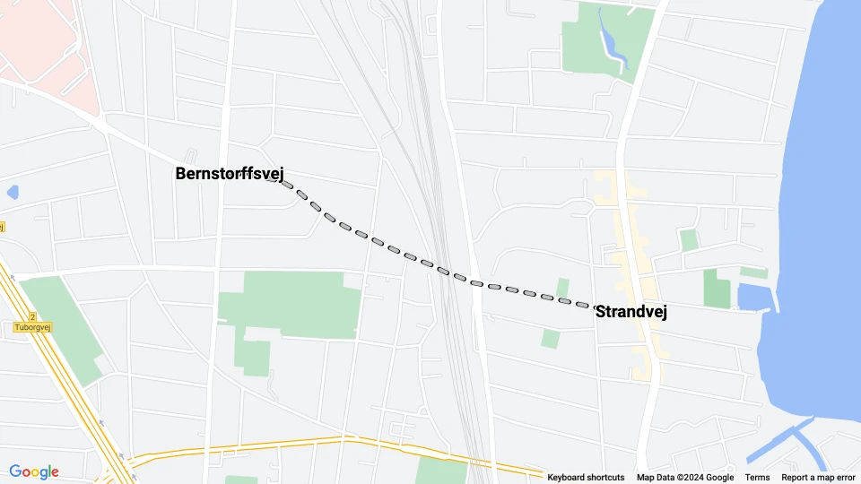 København sporvognslinje 26: Bernstorffsvej - Strandvej linjekort