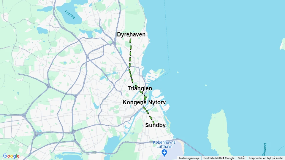 København Sundby Skovlinie: Dyrehaven - Sundby linjekort