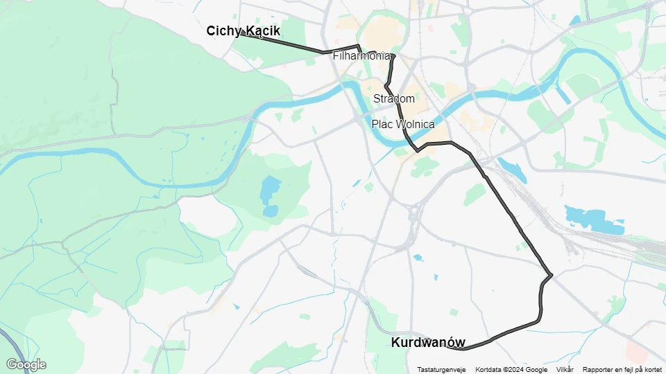 Kraków ekstralinje 6: Kurdwanów - Cichy Kącik linjekort