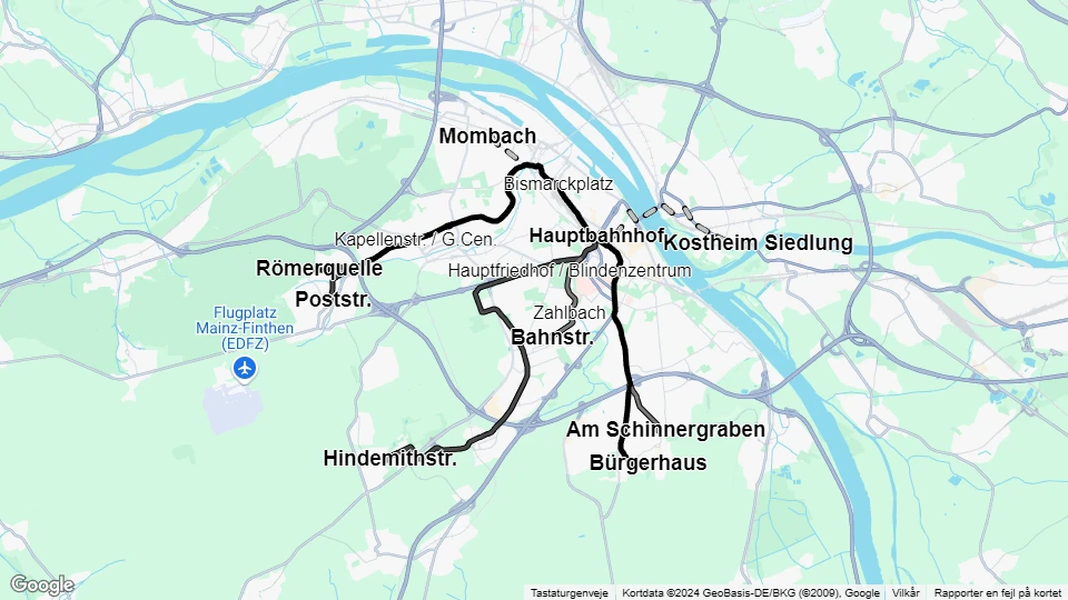 Mainzer Mobilität linjekort