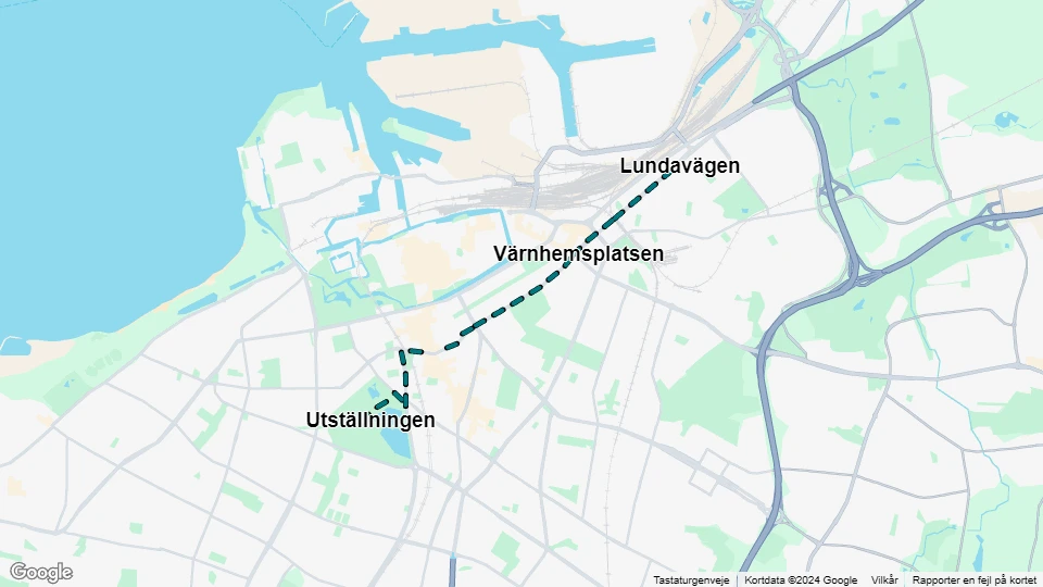 Malmø lejlighedslinje X2: Utställningen - Lundavägen linjekort