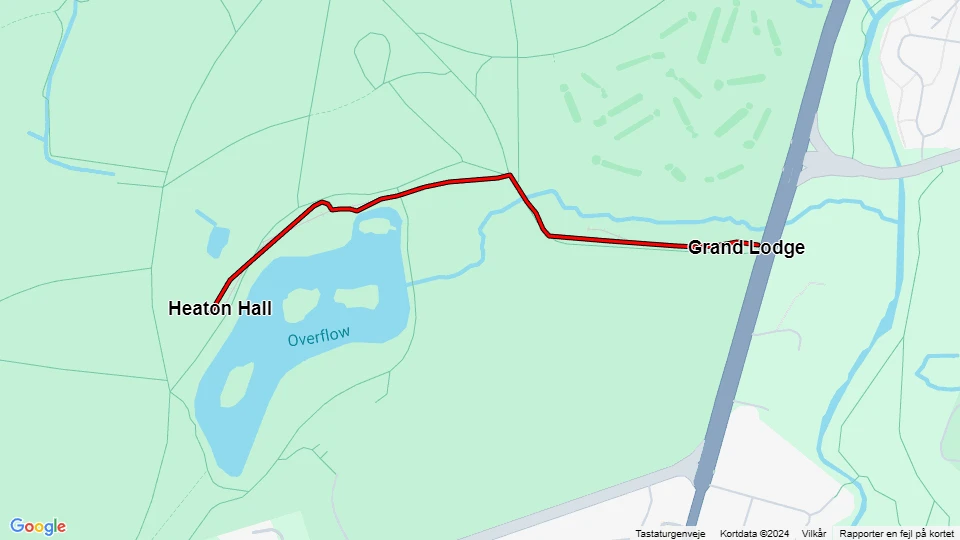 Manchester Tramway: Heaton Hall - Grand Lodge linjekort