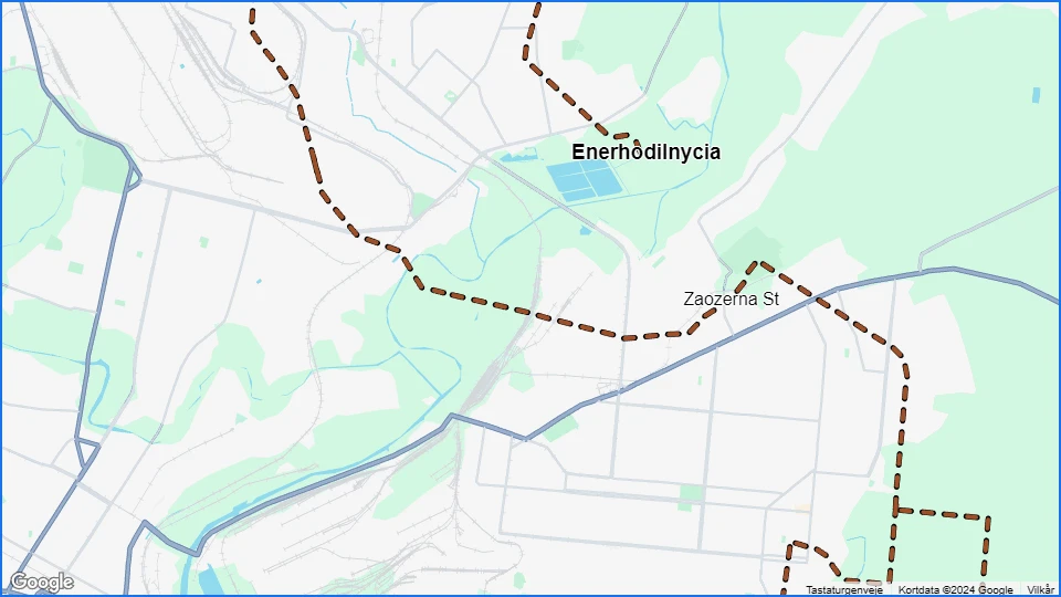 Mariupol sporvognslinje 9: Enerhodilnycia - Liwobereżnyj rajon linjekort