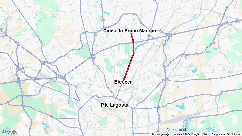 Milano sporvognslinje 31: Bicocca - Cinisello Primo Maggio linjekort