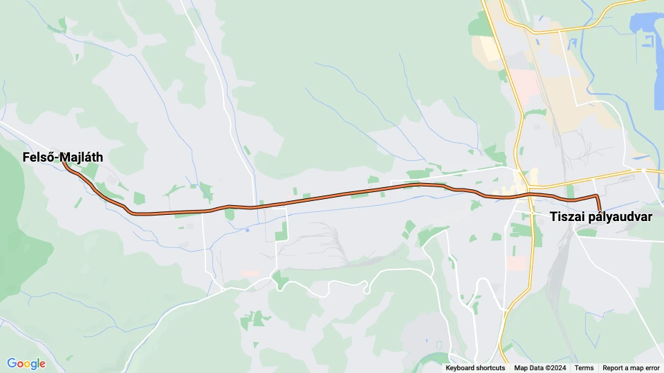 Miskolc sporvognslinje 1V: Tiszai pályaudvar - Felső-Majláth linjekort