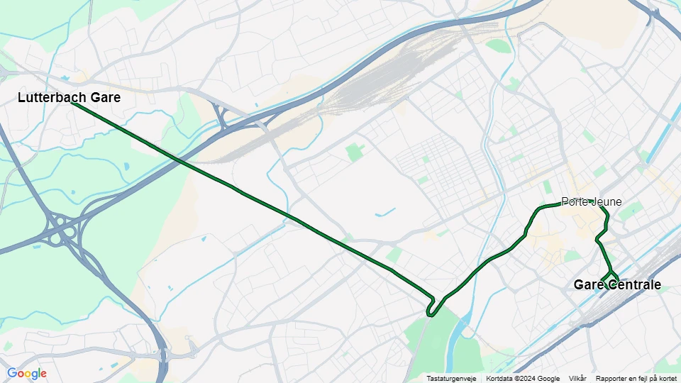 Mulhouse sporvognslinje 3: Gare Centrale - Lutterbach Gare linjekort