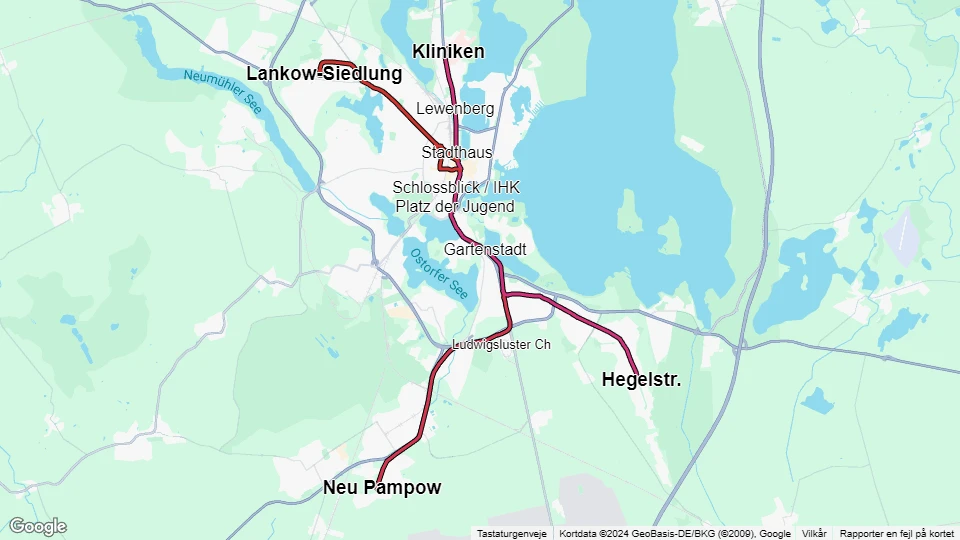 Nahverkehr Schwerin (NVS) linjekort