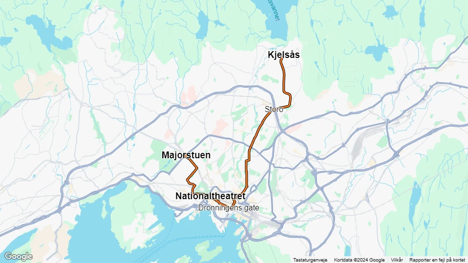 Oslo sporvognslinje 11: Majorstuen - Kjelsås linjekort