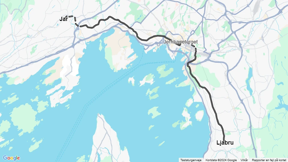 Oslo sporvognslinje 9: Ljabru - Jar linjekort