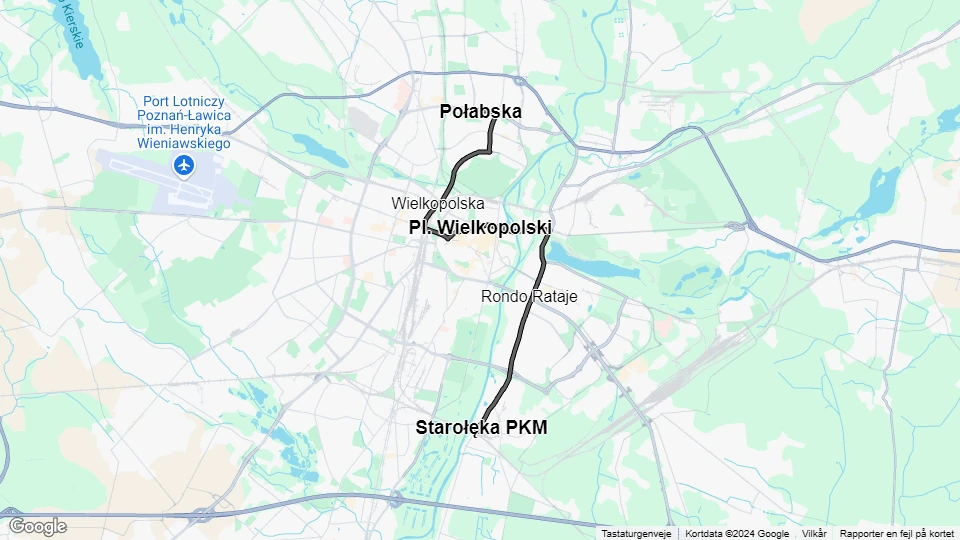 Poznań sporvognslinje 4: Starołęka PKM - Połabska linjekort