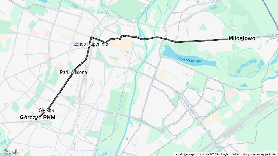 Poznań sporvognslinje 8: Miłostowo - Górczyn PKM linjekort