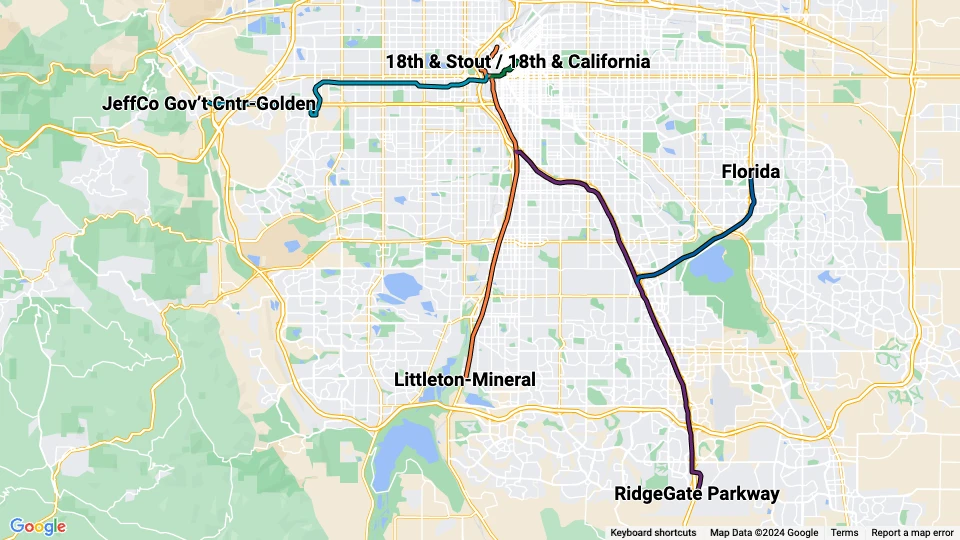 Regional Transportation District (RTD) linjekort