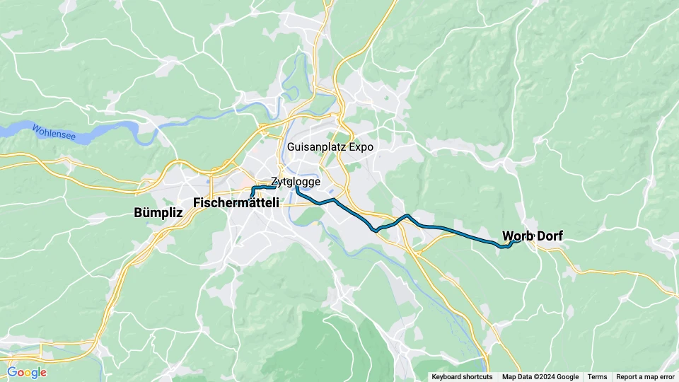 Regionalverkehr Bern-Solothurn (RBS) linjekort