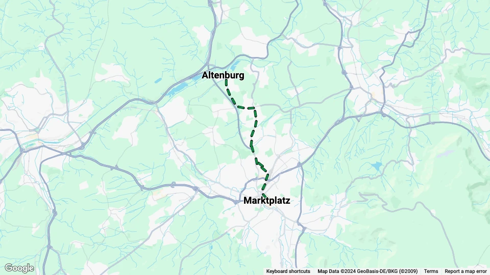 Reutlingen sporvognslinje 3: Marktplatz - Altenburg linjekort