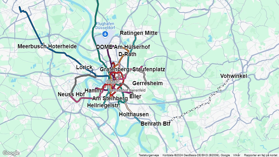 Rheinbahn linjekort