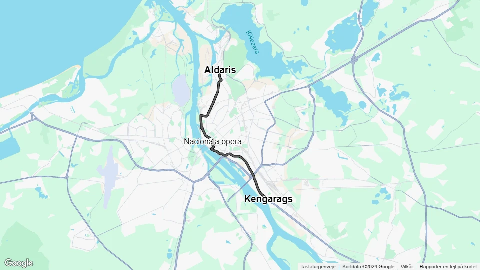 Riga ekstralinje 9: Kengarags - Aldaris linjekort