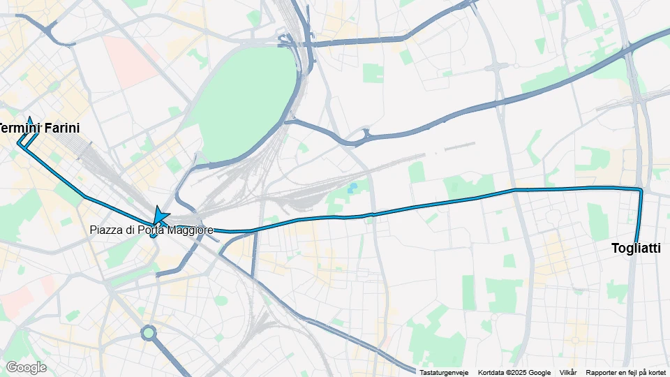 Rom sporvognslinje 14: Termini Farini - Togliatti linjekort