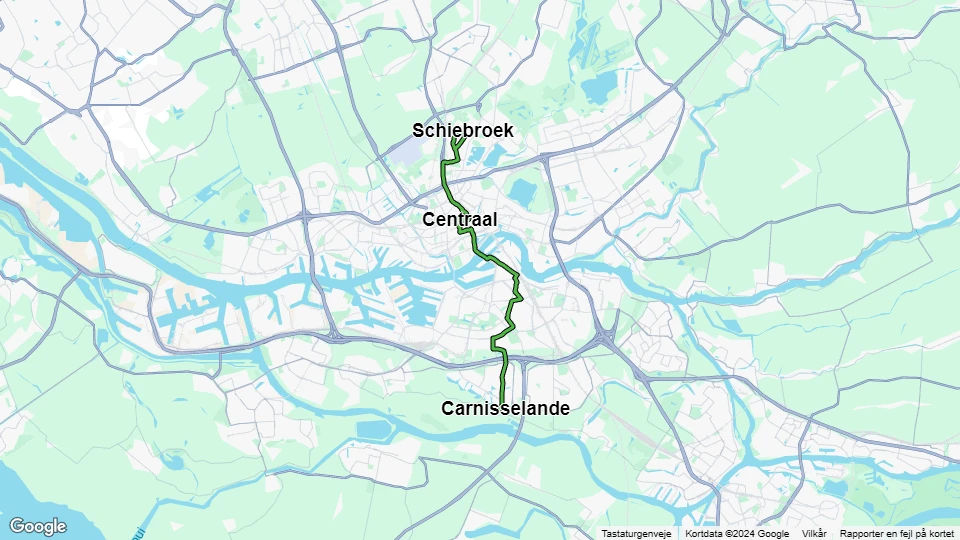 Rotterdam sporvognslinje 25: Schiebroek - Carnisselande linjekort