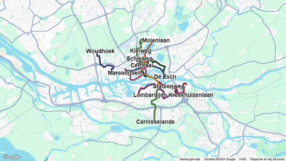 Rotterdamse Elektrische Tram (RET) linjekort