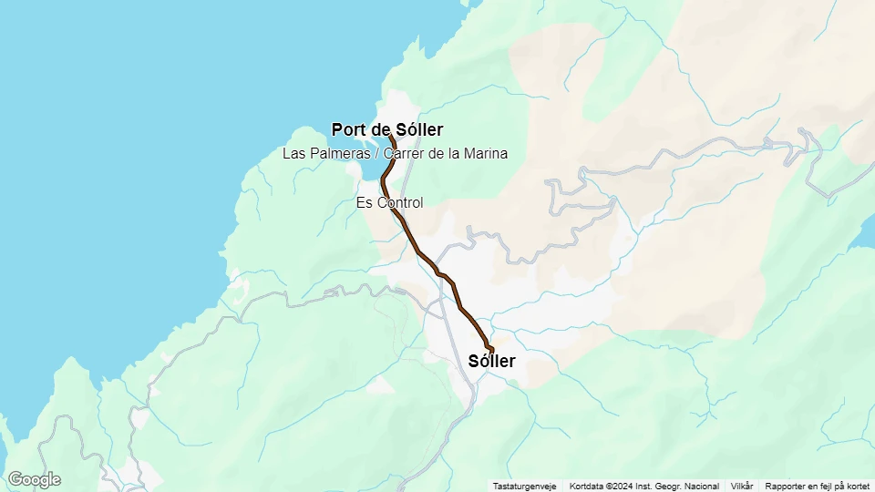 Sóller sporvognslinje: Sóller - Port de Sóller linjekort