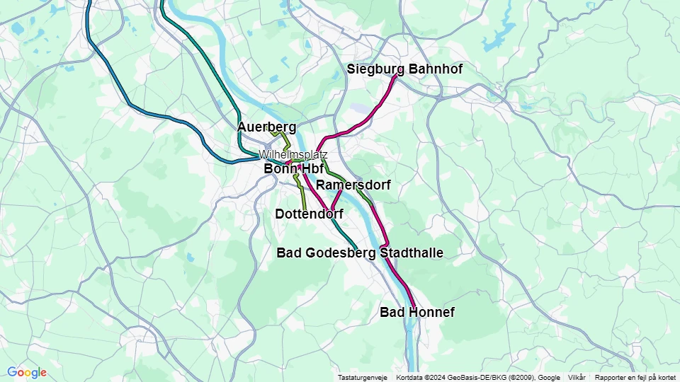 Stadtwerke Bonn: Bus & Bahn (SWB) linjekort