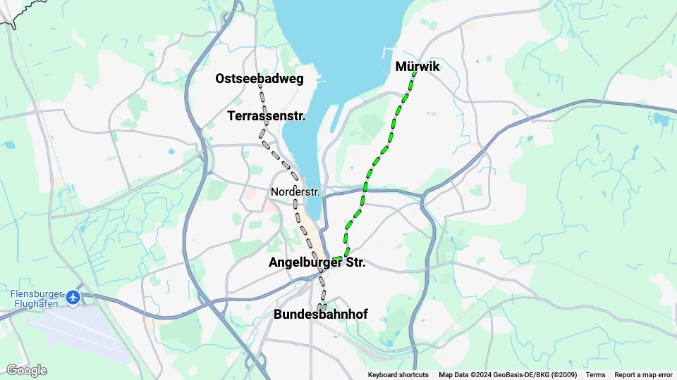 Stadtwerke Flensburg-Verkehrsbetriebe (SFV) linjekort