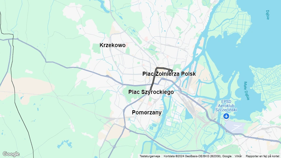 Stettin ekstralinje 4: Plac Szyrockiego - Plac Żołnierza Polsk linjekort