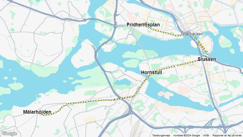 Stockholm sporvognslinje 13: Fridhermsplan - Mälarhöjden linjekort