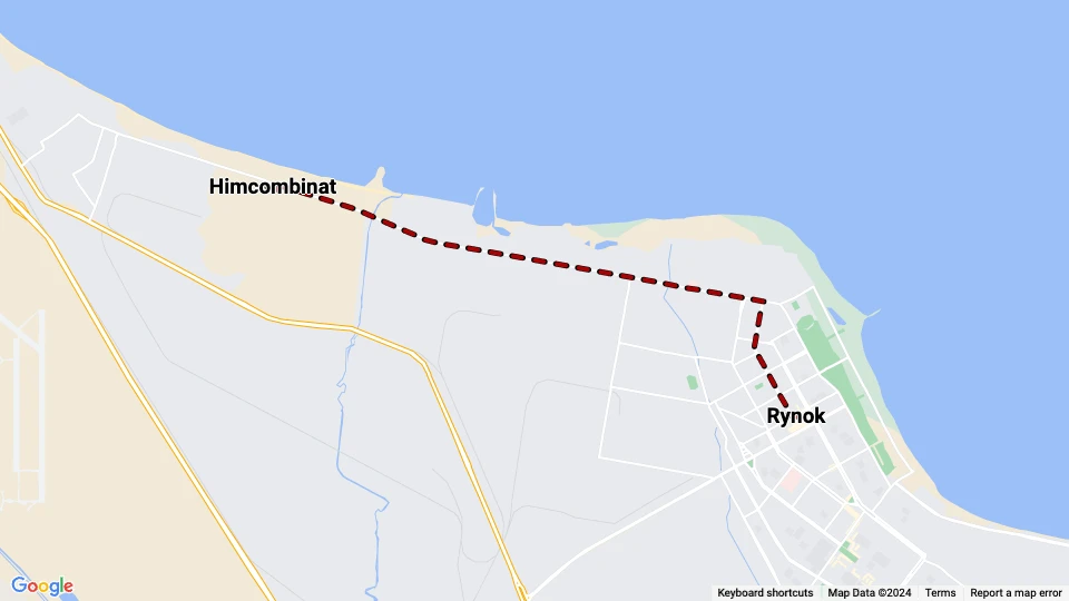 Sumqayit sporvognslinje 1: Himcombinat - Rynok linjekort