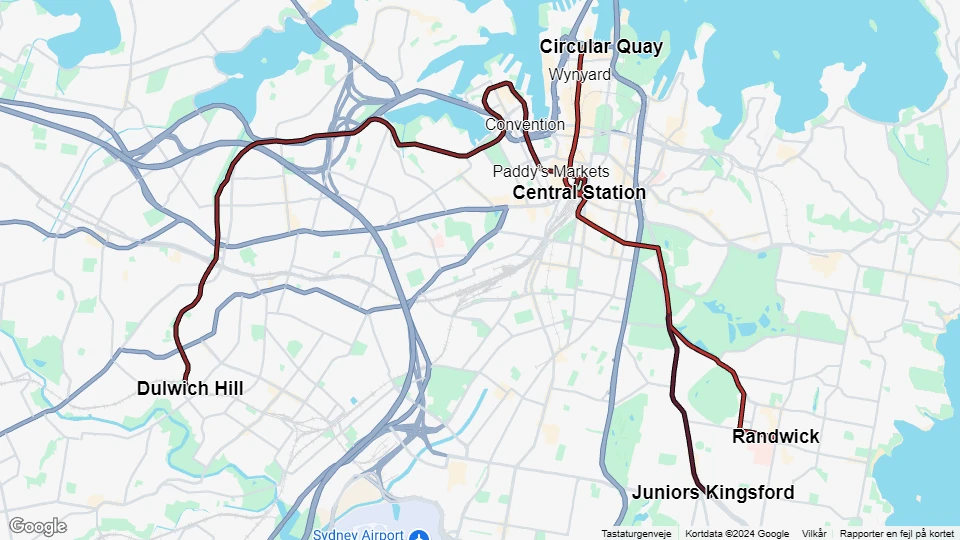 Sydney Light Rail linjekort