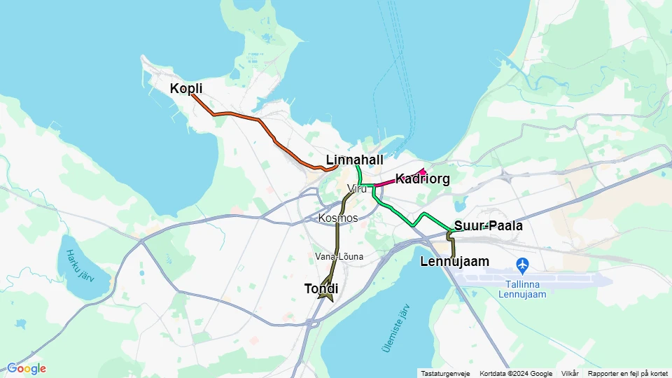 Tallinna Linnatranspordi Aktsiaselts (TLT) linjekort