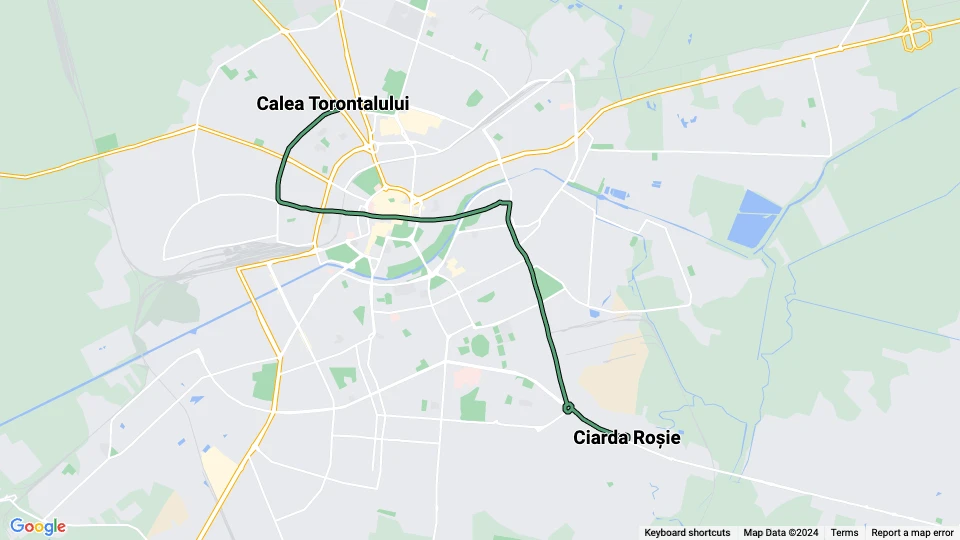 Timişoara sporvognslinje 4: Calea Torontalului - Ciarda Roșie linjekort