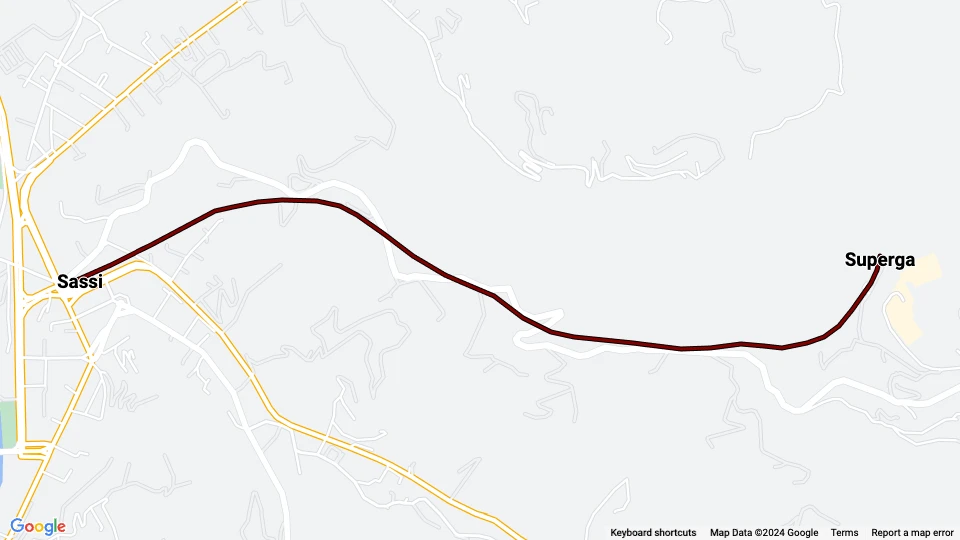 Torino kabelbane 79: Sassi - Superga linjekort