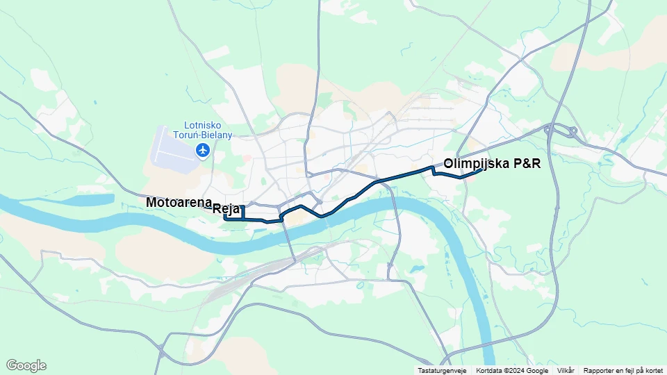 Toruń ekstralinje 5: Motoarena - Olimpijska P&R linjekort