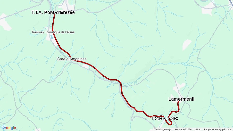 Tramway Touristique de l'Aisne (TTA) linjekort