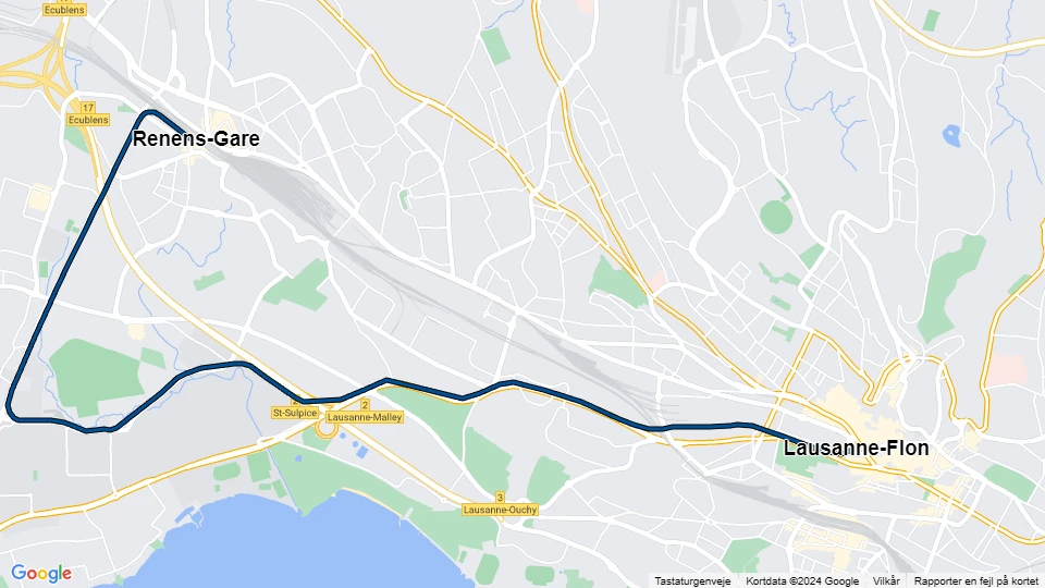 Transports publics de la région lausannoise linjekort