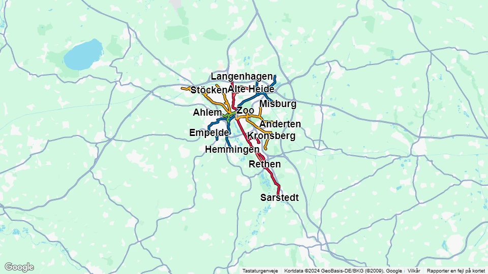 Üstra Hannoversche Verkehrsbetriebe linjekort