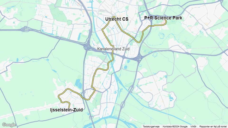 Utrecht sporvognslinje 21: Ijsselstein-Zuid - P+R Science Park linjekort