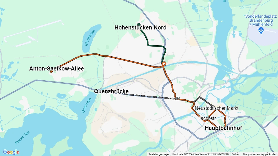 Verkehrsbetriebe Brandenburg an der Havel (VBBr) linjekort