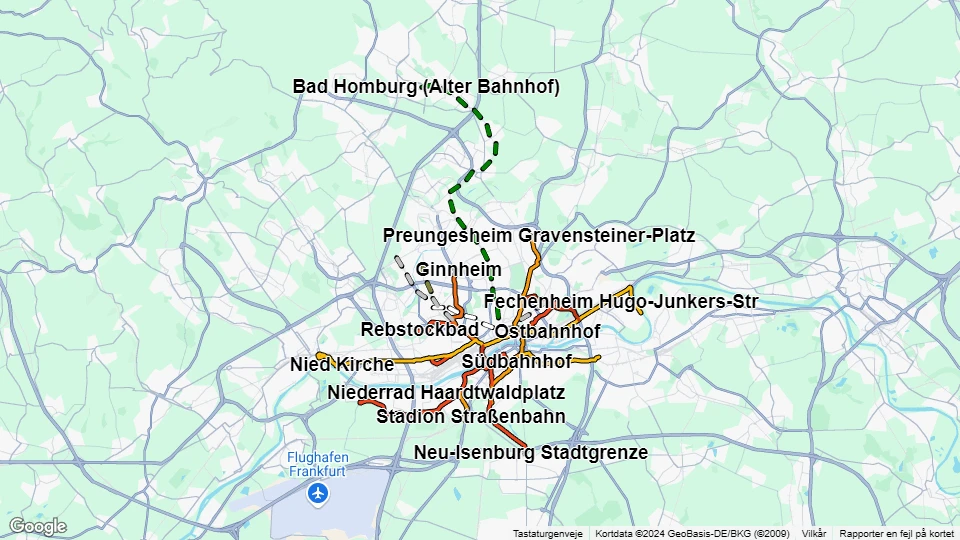 Verkehrsgesellschaft Frankfurt am Main (VGF) linjekort