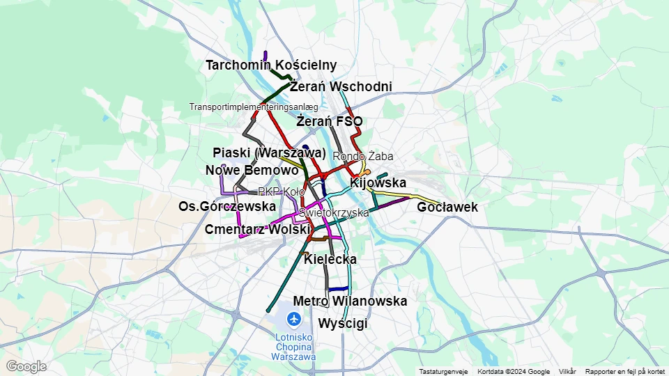 Warszawki Transport Publiczny (WTP) linjekort