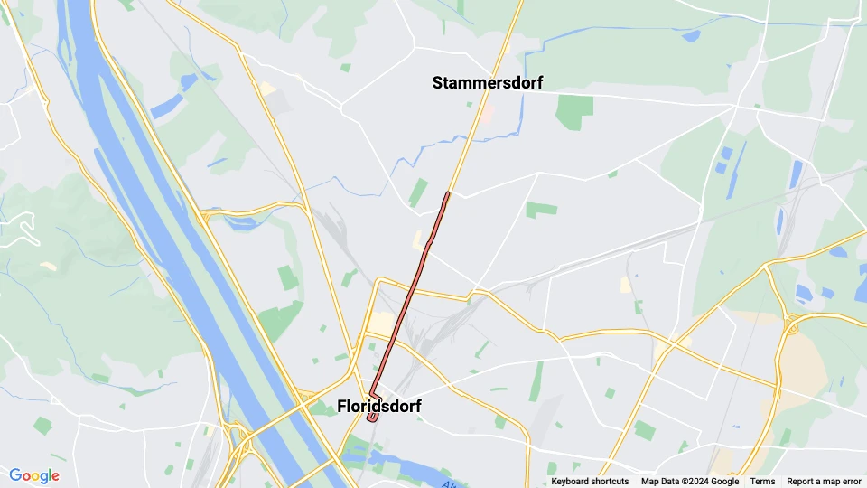 Wien ekstralinje 30: Floridsdorf - Stammersdorf linjekort