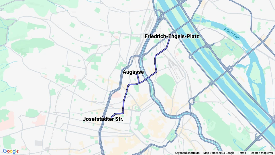 Wien ekstralinje 33: Friedrich-Engels-Platz - Josefstädter Str. linjekort